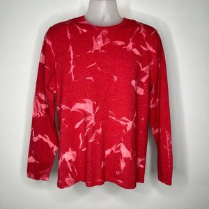 old navy men's red and pink acid wash long-sleeved shirt -